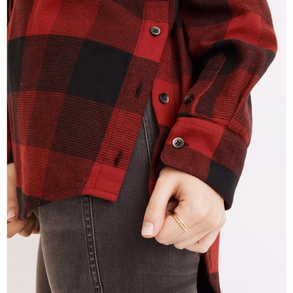 MADEWELL Buffalo Plaid Flannel Shirt with Side Buttons - Picture 4 of 6